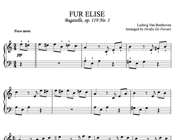 Für Elise (Arrangement for Piano Beginners)