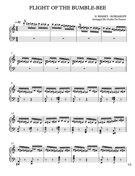 The Flight of the Bumble Bee (piano music sheet PDF)
